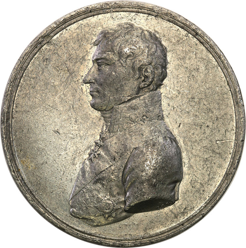 Królestwo Polskie. Aleksander I. Wasilij Sergiejewicz Łanskoy. Medal 1815, cynk - RZADKOŚĆ